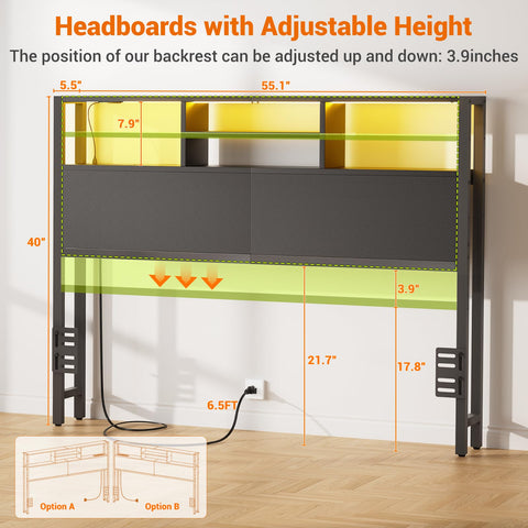 Aheaplus headboard height-adjustable to fit beds.