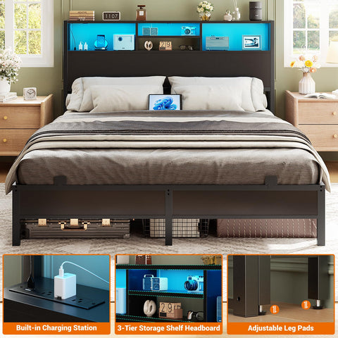 Aheaplus LED headboard with color options to set mood and ambiance.