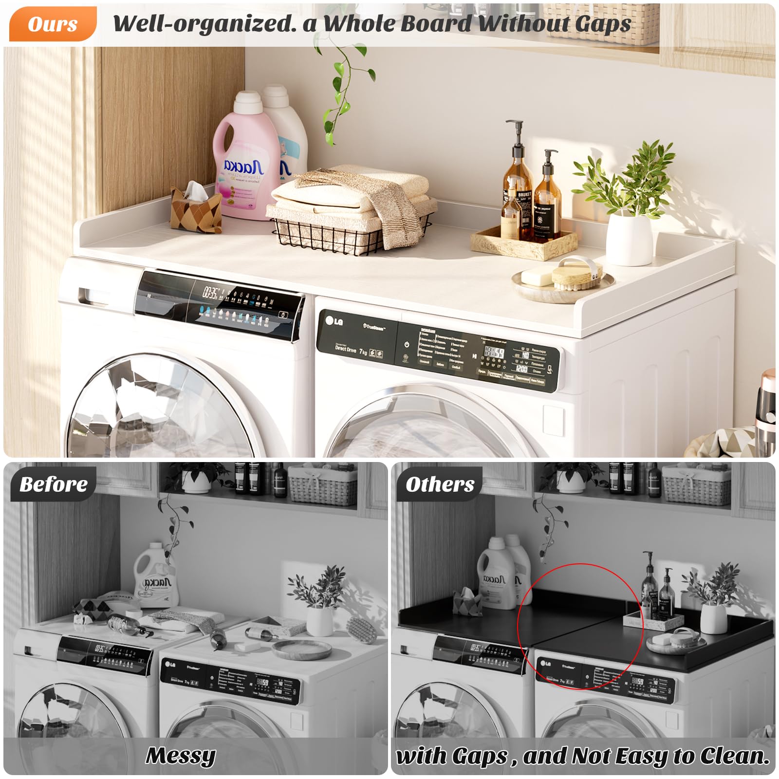 Aheaplus wood shelf topper with round corners enhances safety.