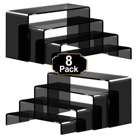 Aheroi acrylic risers 7-87inch setup displaying layered products with space efficiency.