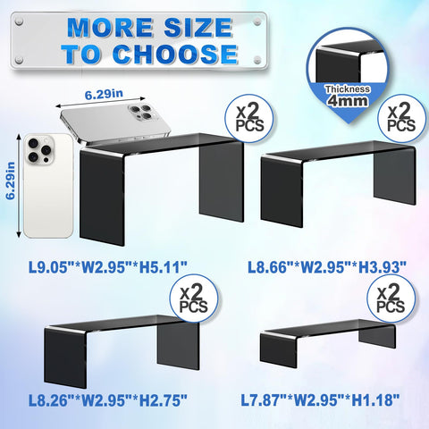 Aheroi acrylic risers 8-26inch setup showing a three-tier arrangement for compact items.