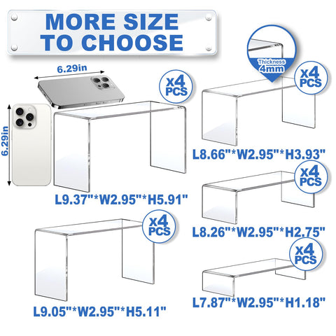 Aheroi clear rectangle risers ideal for jewelry organization and showcase