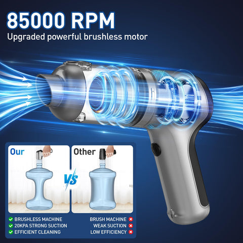 AHNR cordless car vacuum showcasing 20000pa suction power for deep cleaning.