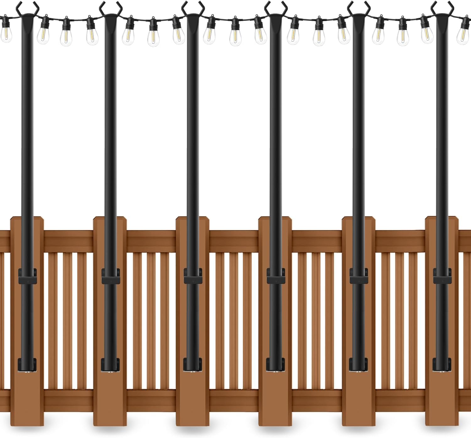 AHRLHR 6-pack 5ft string light poles built in galvanized steel for durable outdoor use.