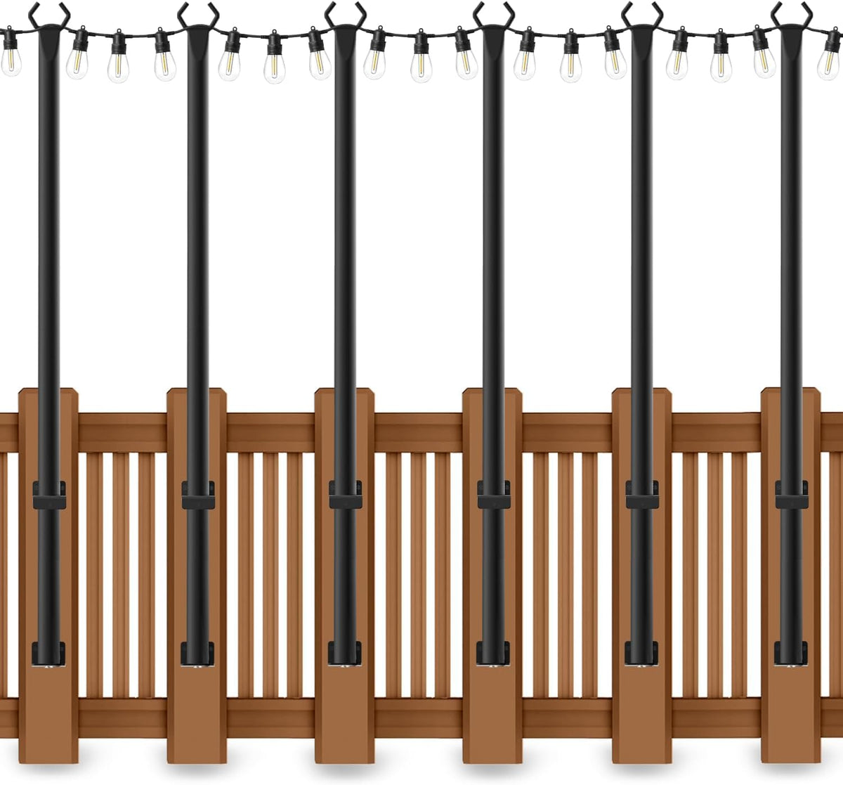 AHRLHR 6-pack 5ft string light poles built in galvanized steel for durable outdoor use.