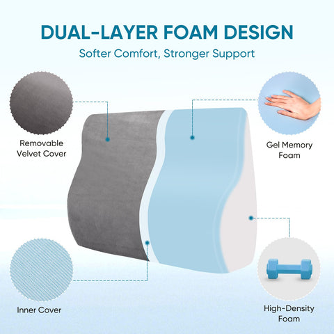 AHUAWA gel-infused memory foam top with high-density base provides soft yet stable back cushioning.