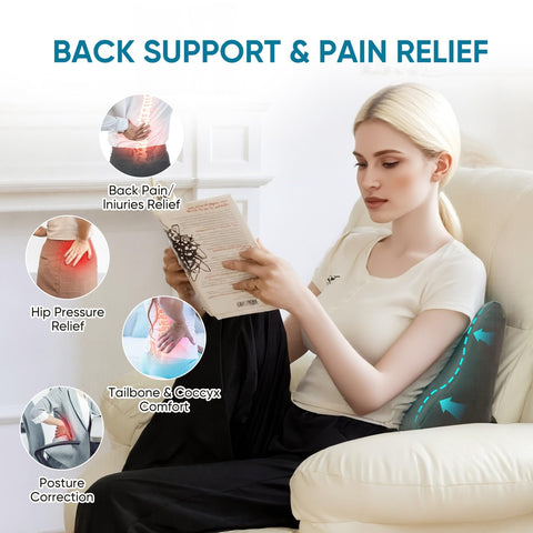 AHUAWA ergonomic lumbar pillow follows spine curve for relaxed posture during long sits.