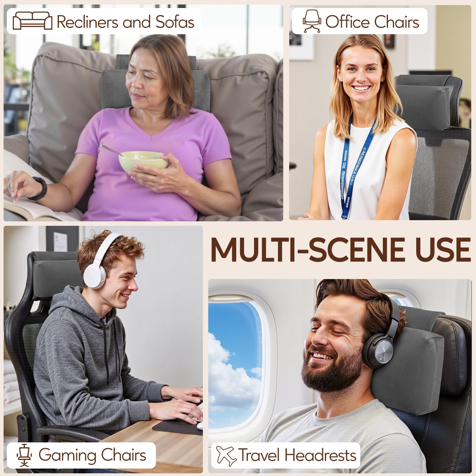 AHUAWA recliner pillow adds comfort to home, office, or travel.