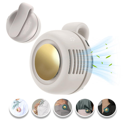 Ahuccf portable clip-on fan with 360° swivel for flexible mounting.