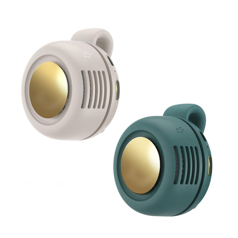 Ahuccf portable clip-on fan clipped on a shirt for personal cooling.