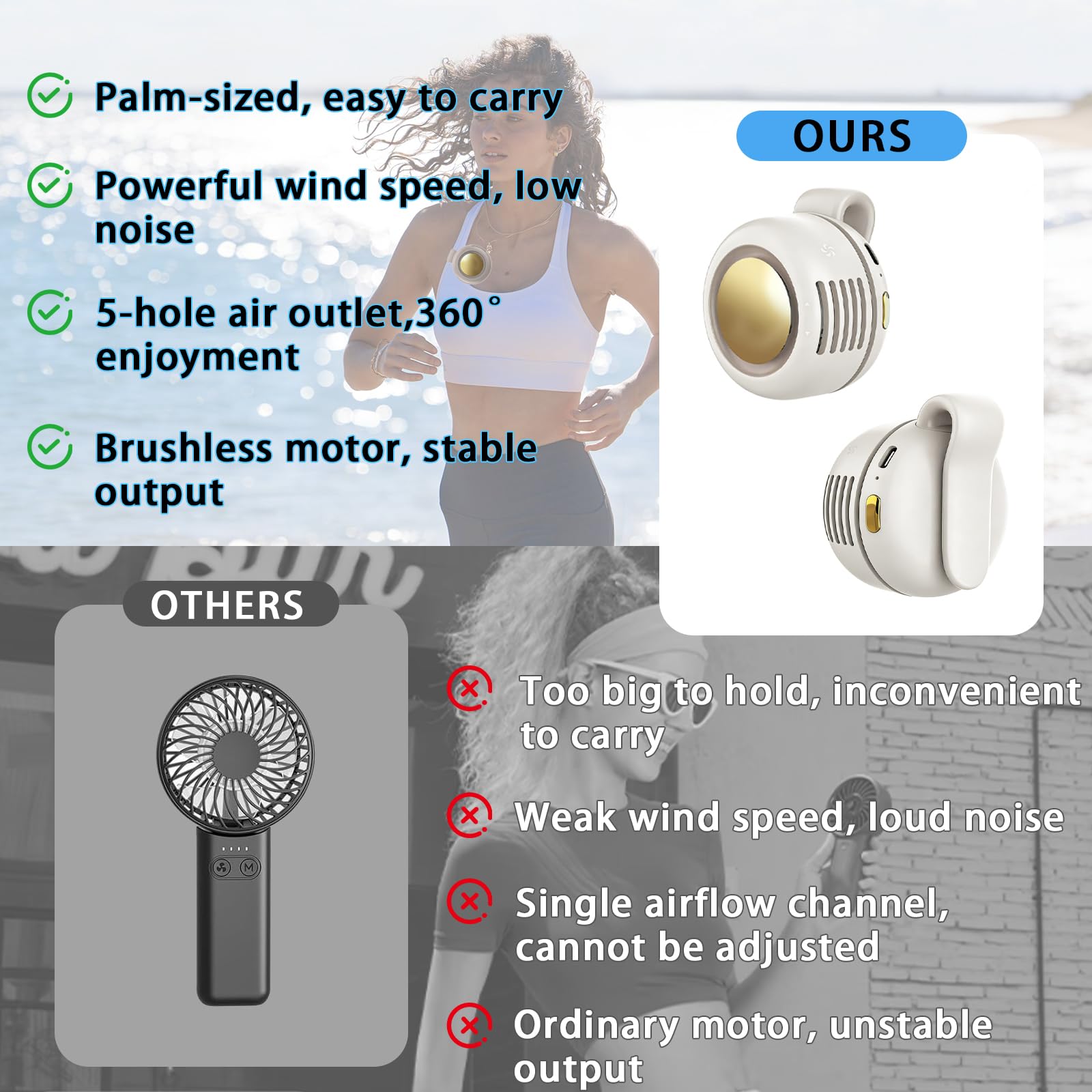 Ahuccf three-speed portable fan adapts to comfort levels