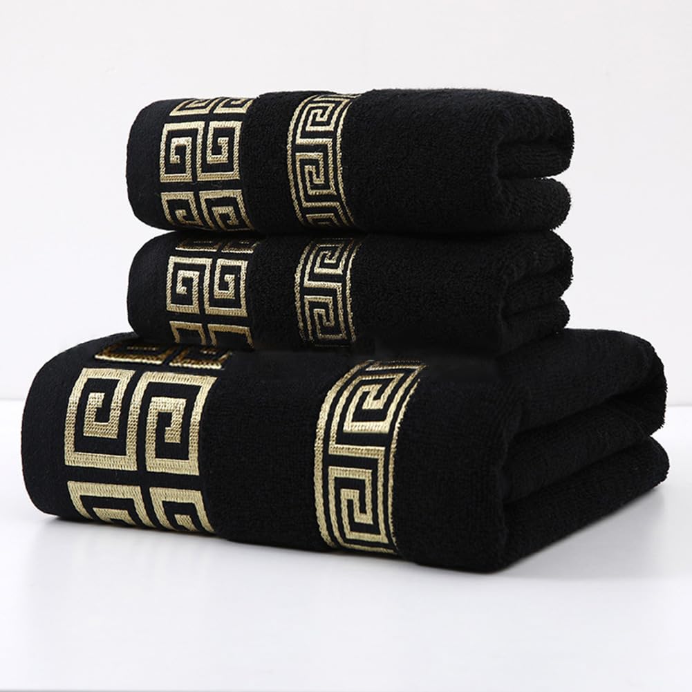AHXHWKA bath towel set embroidery detail for premium craftsmanship.