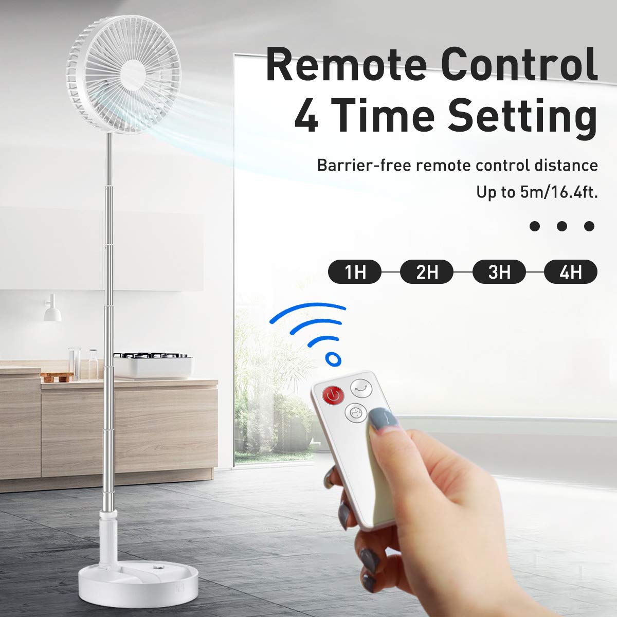 AICase stand fan with telescopic pole extending for tall airflow.