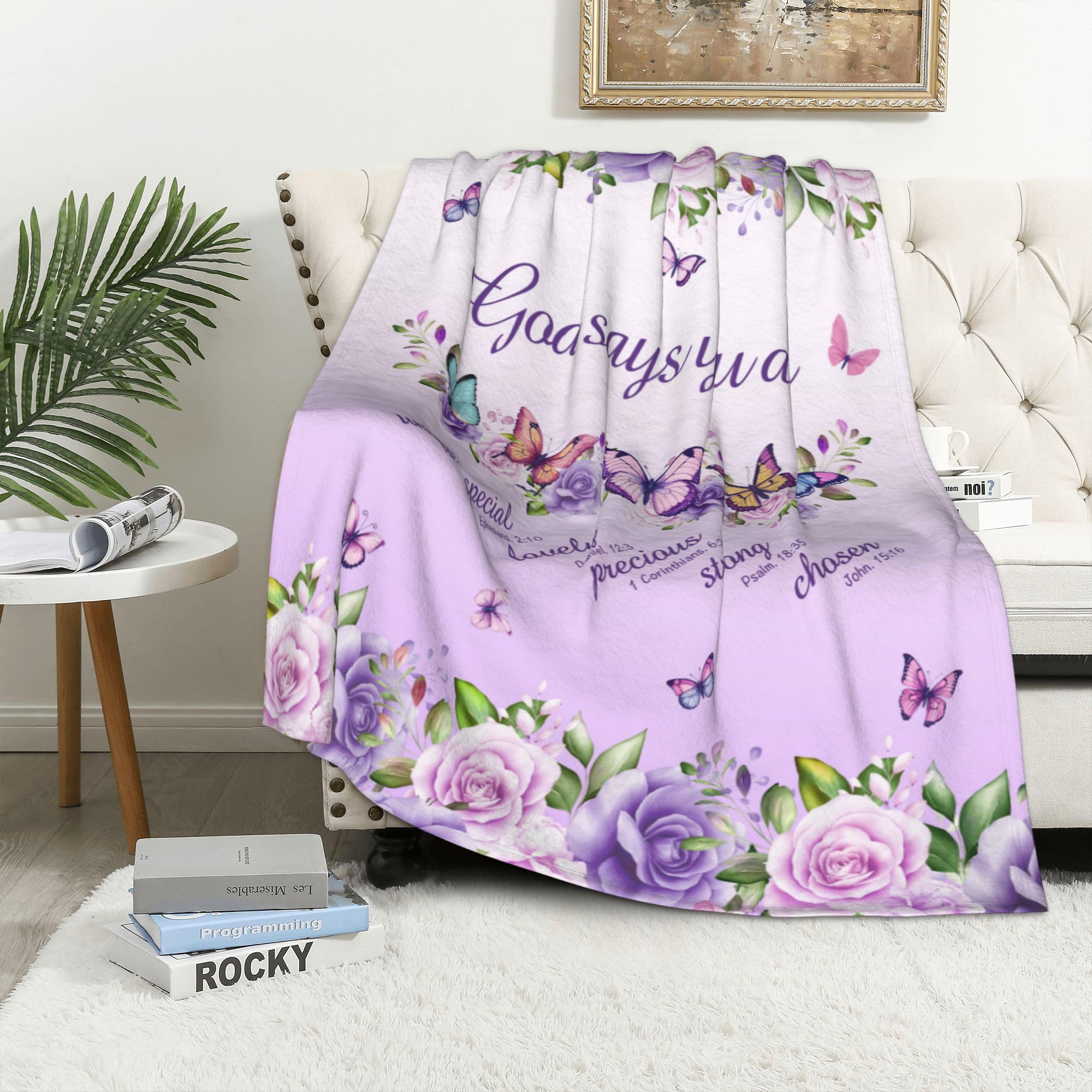 AICLIV Christian Butterfly Blanket folded display highlights compact, gift-ready packaging