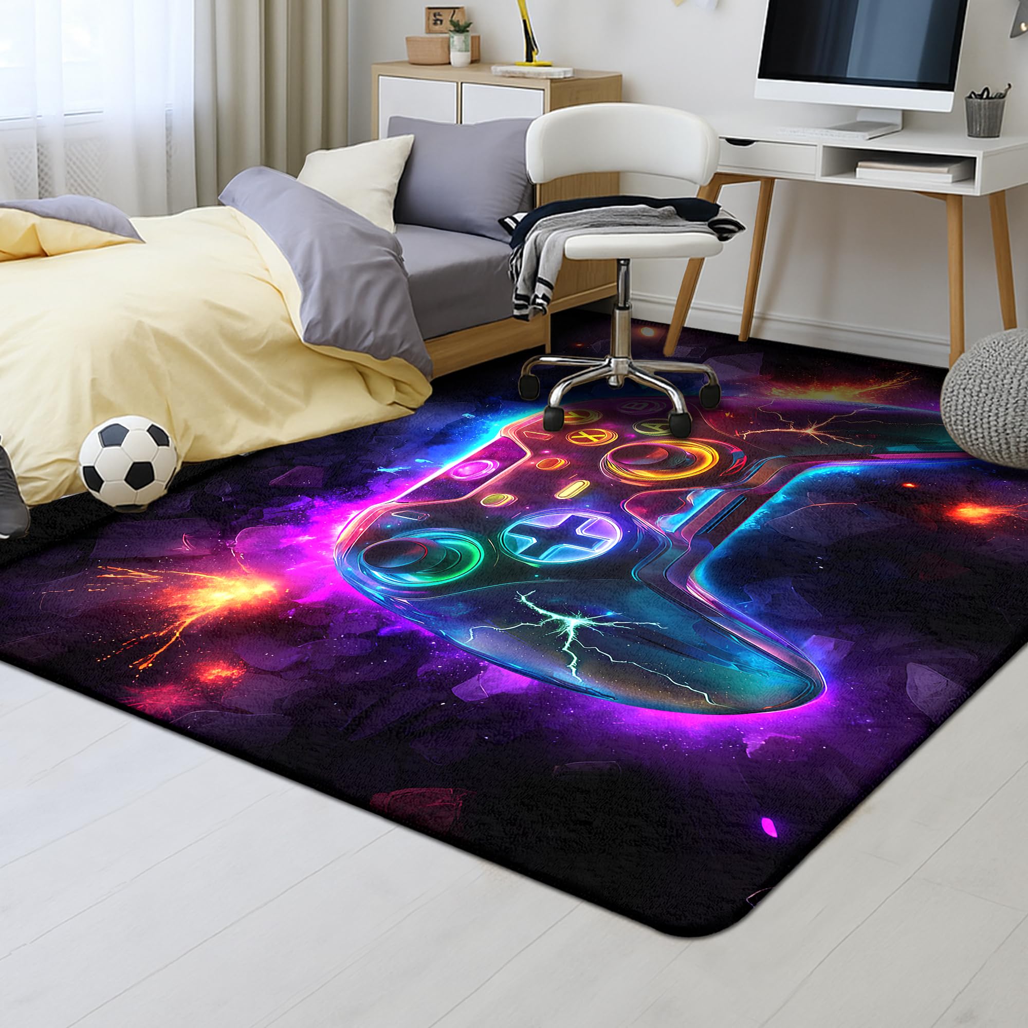 AICLIV easy-clean gaming rug stays vibrant with gentle cycles and spot cleaning.