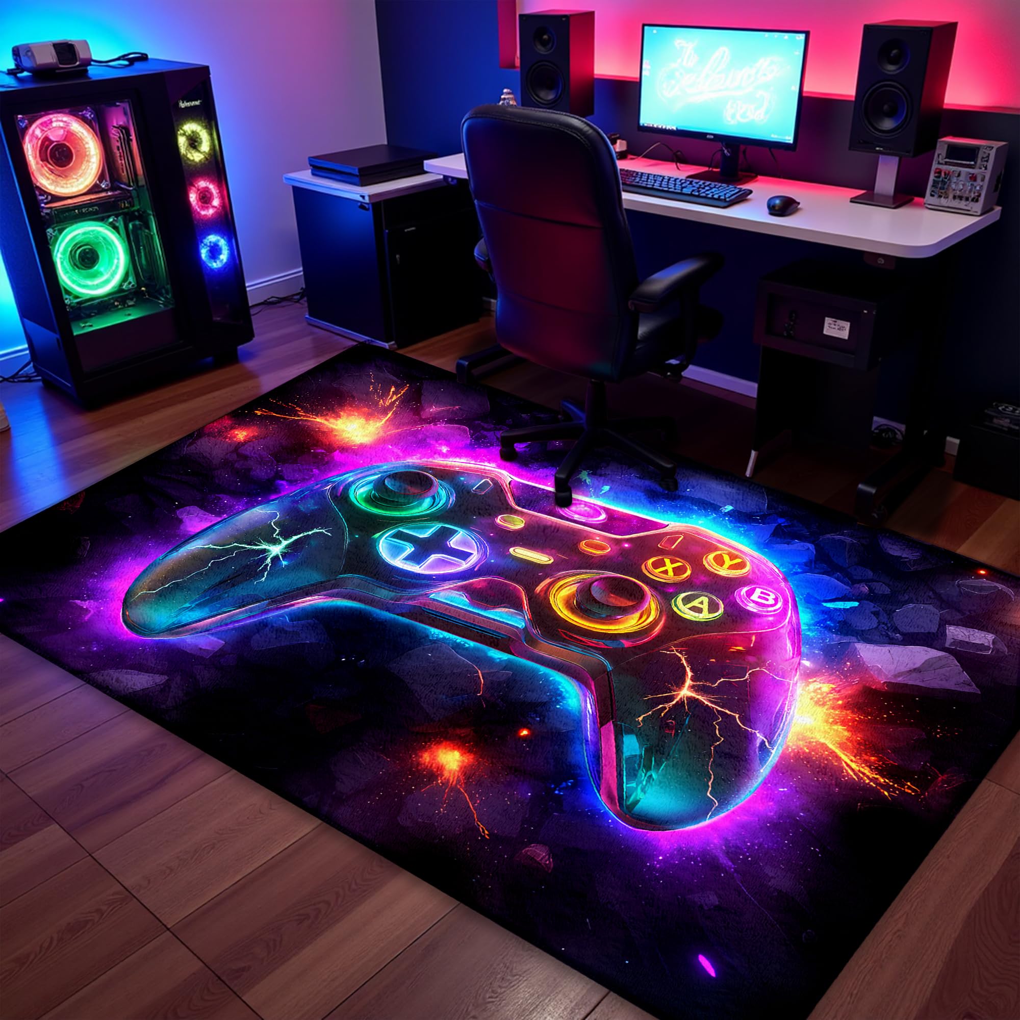 AICLIV gamer room decor rug enhances space without overwhelming, ideal gift for teens.