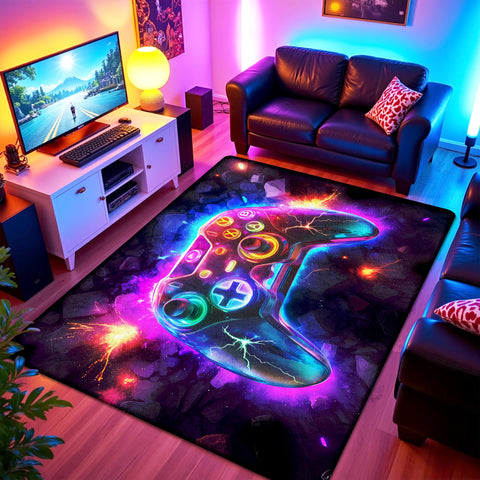 AICLIV low-pile gaming rug provides non-slip, safe underfoot for busy playrooms.
