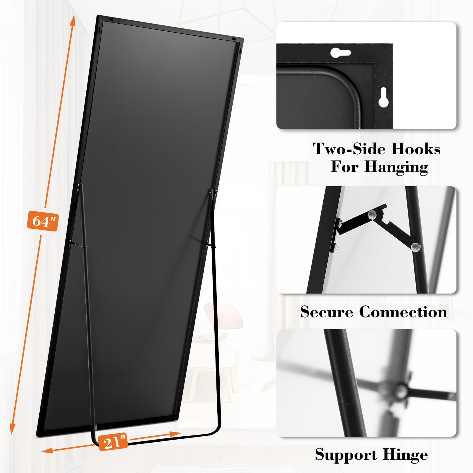 Aidoly 64-inch mirror side angle in a room corner