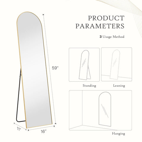 Aidoly arch mirror nano glass close-up showing crystal-clear reflections and safety layer.