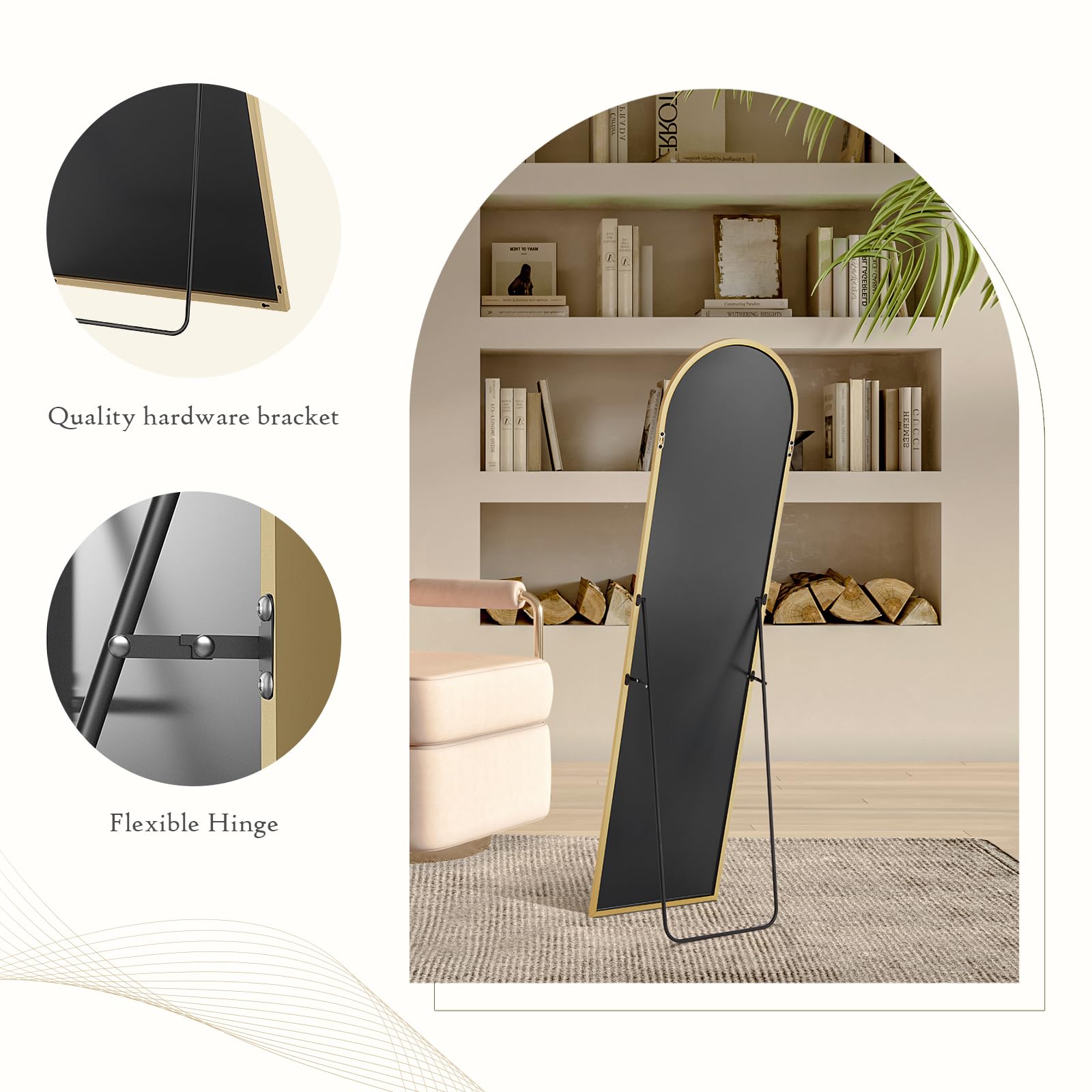 Aidoly arch mirror wall-mounted setup demonstrates space-saving option.