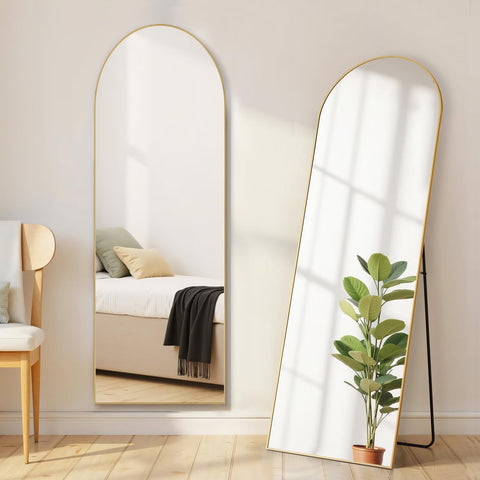 Aidoly Arched Mirror full-length view on a stand for outfit checks