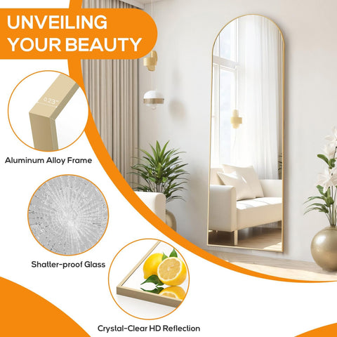 Aidoly Arched Mirror gold aluminum frame adds modern style and durability
