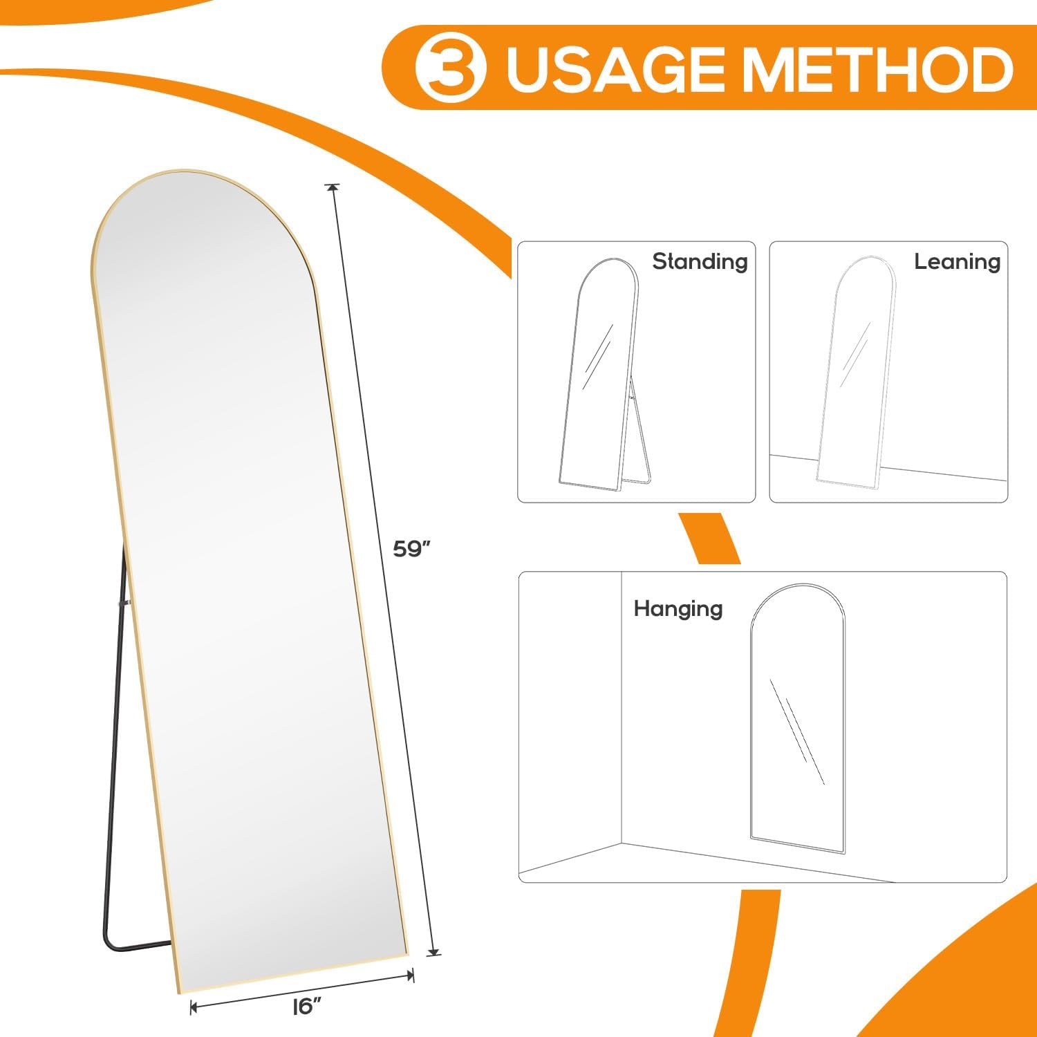 Aidoly Arched Mirror wall-mount bracket enables flexible placement