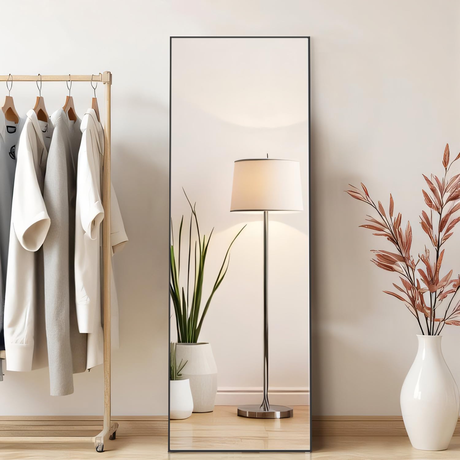 Aidoly full-length 64x21 mirror ready for wall mounting to save floor space.