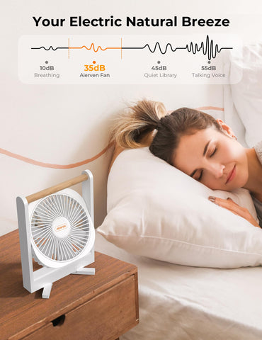 AIERVEN quiet four-speed fan delivers adjustable comfort for sleep or work.