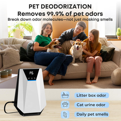 AIIKEE odor removal action near a litter box room demonstrating targeted deodorizing.