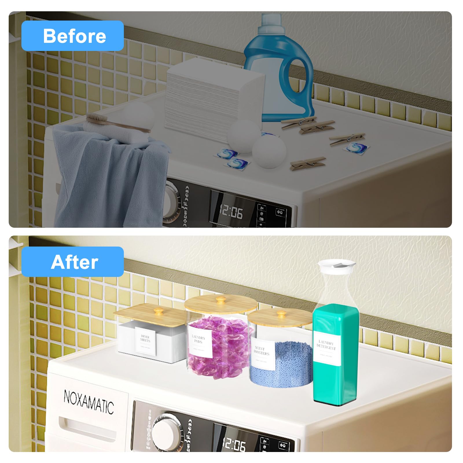 AIKAMI detergent dispenser showing large capacity and neat, mess-free pouring