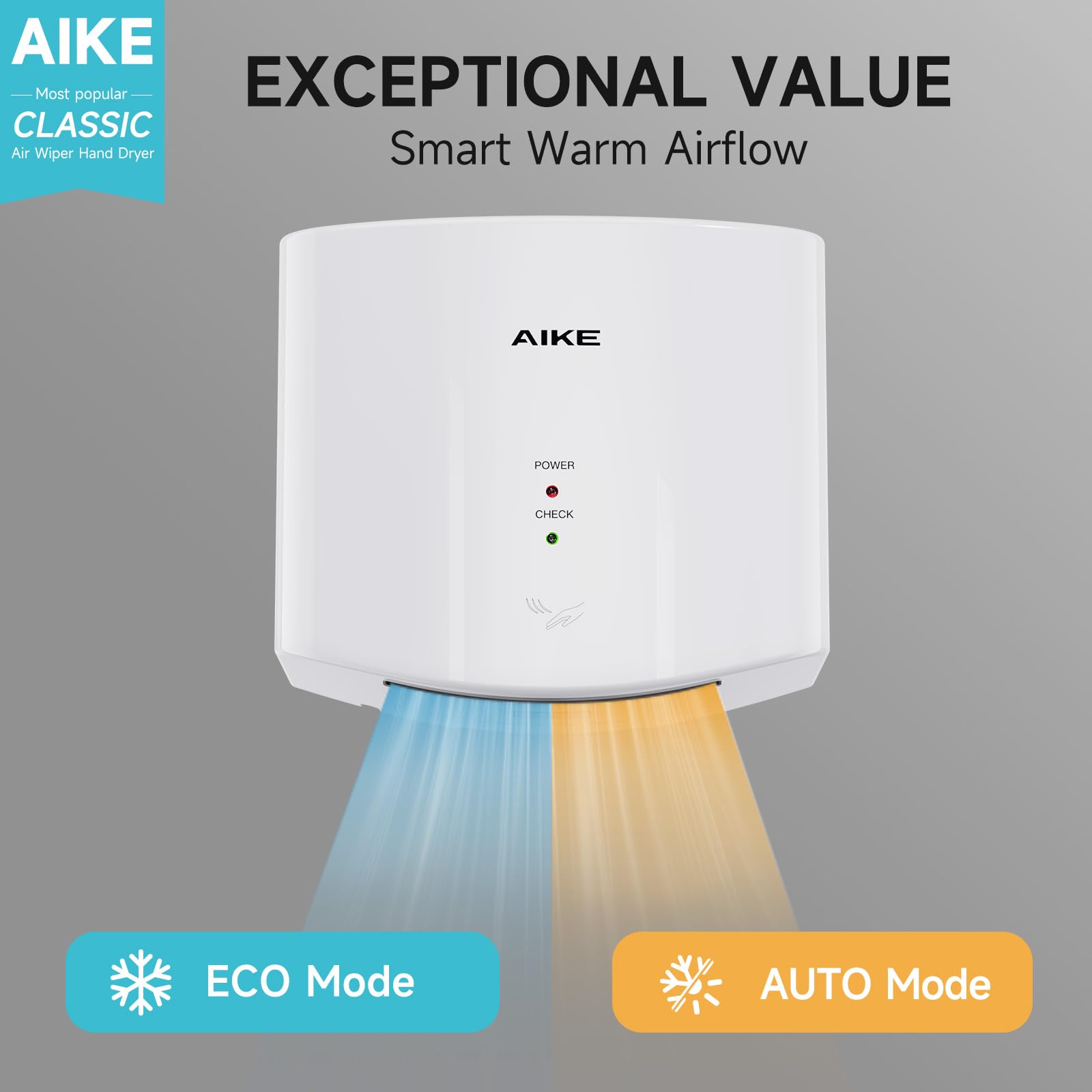 AIKE Air Wiper ABS polycarbonate body highlighting durability and corrosion resistance.