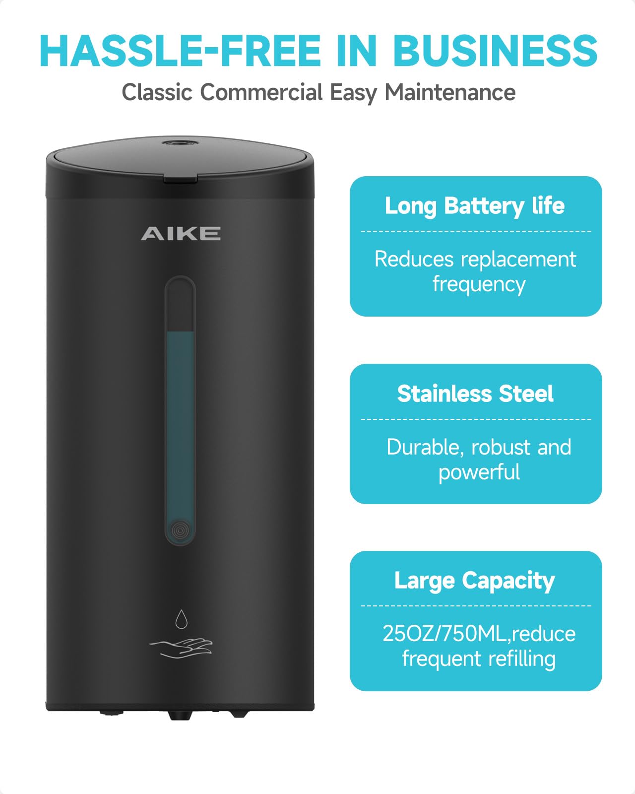 AIKE AK1205 95-degree lid enables spill-free, simple filling.