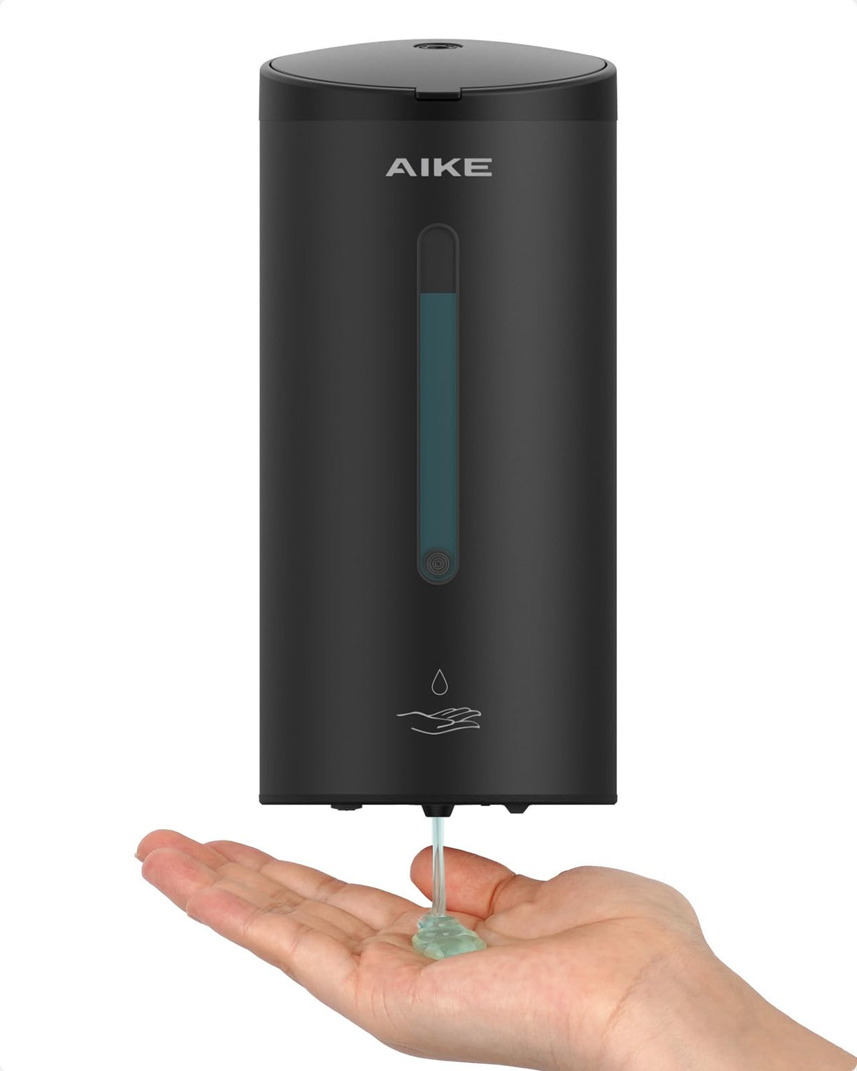 AIKE AK1205 soap dispenser front view in matte black for modern restrooms.