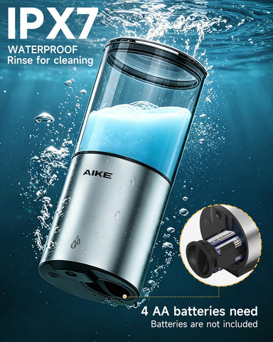 AIKE automatic wall-mount soap dispenser sensor close-up showing touchless operation.