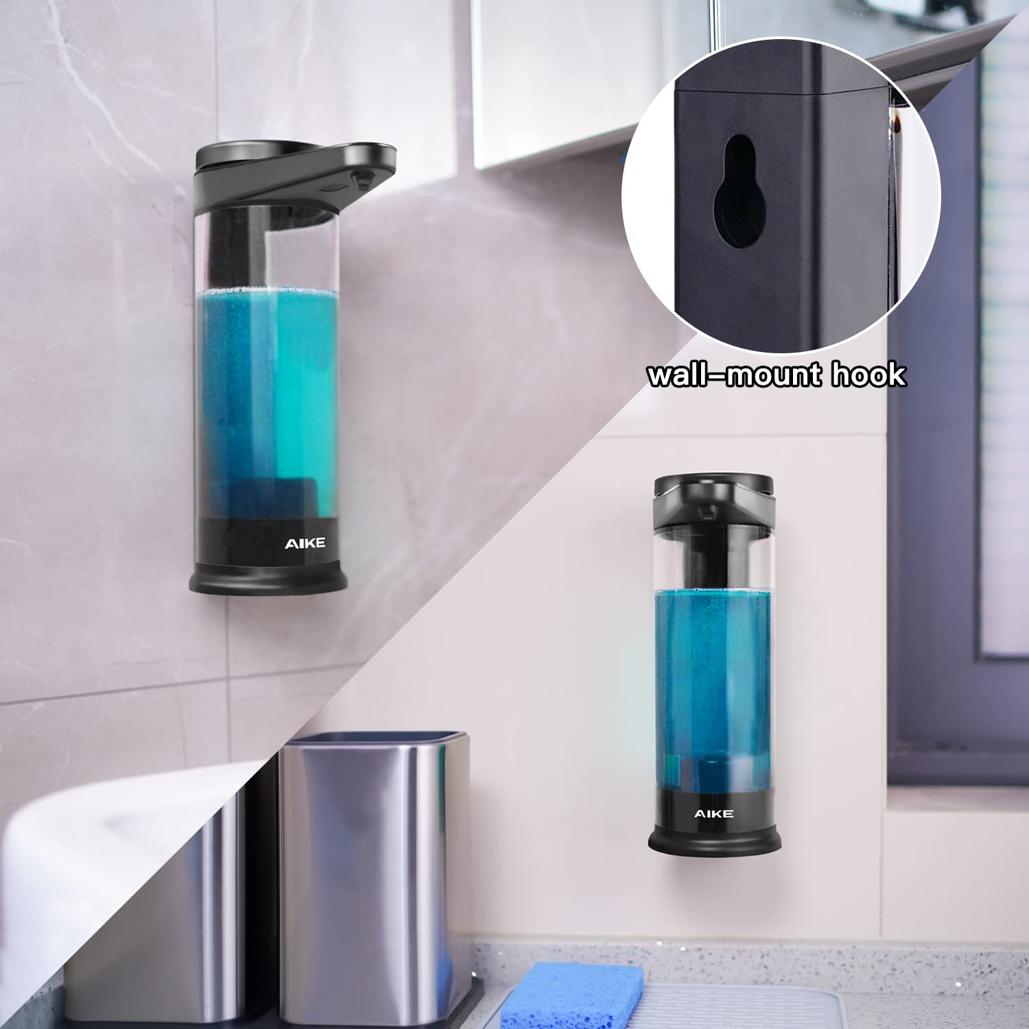 AIKE versatile setup for countertop or wall mounting to reduce clutter