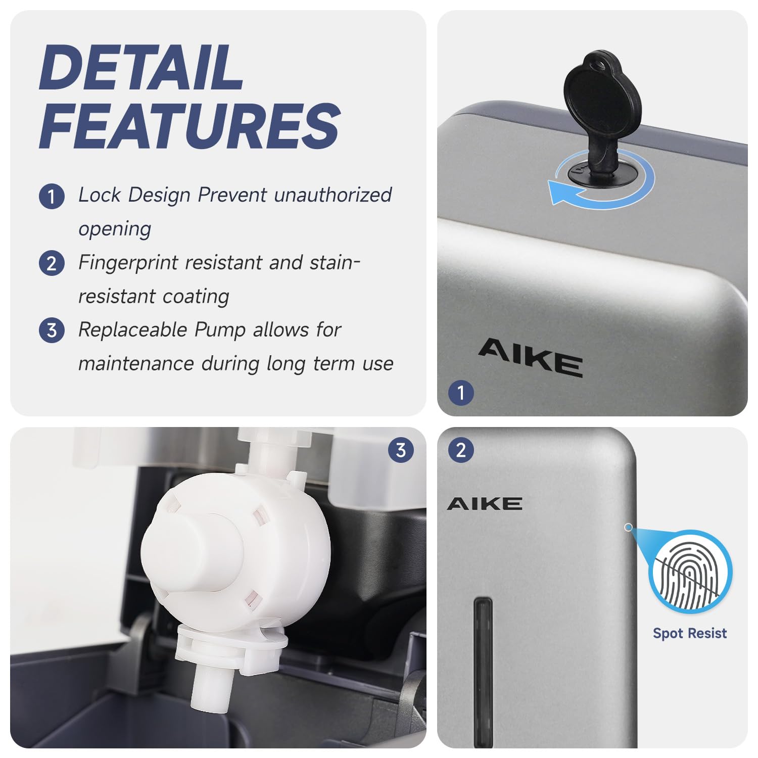 AIKE silver finish adds modern style to restrooms