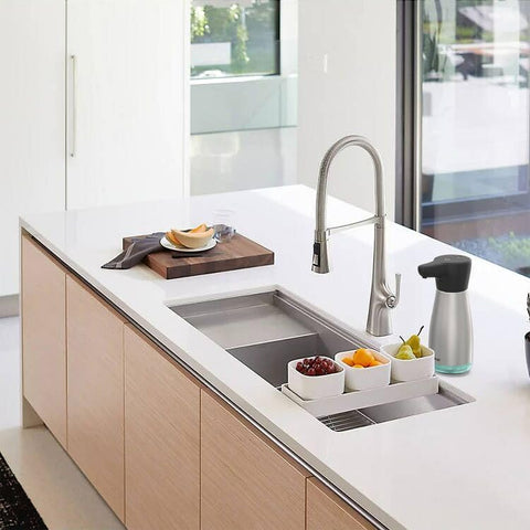 AIKE elegant silhouette blends with home decor while keeping soap accessible.