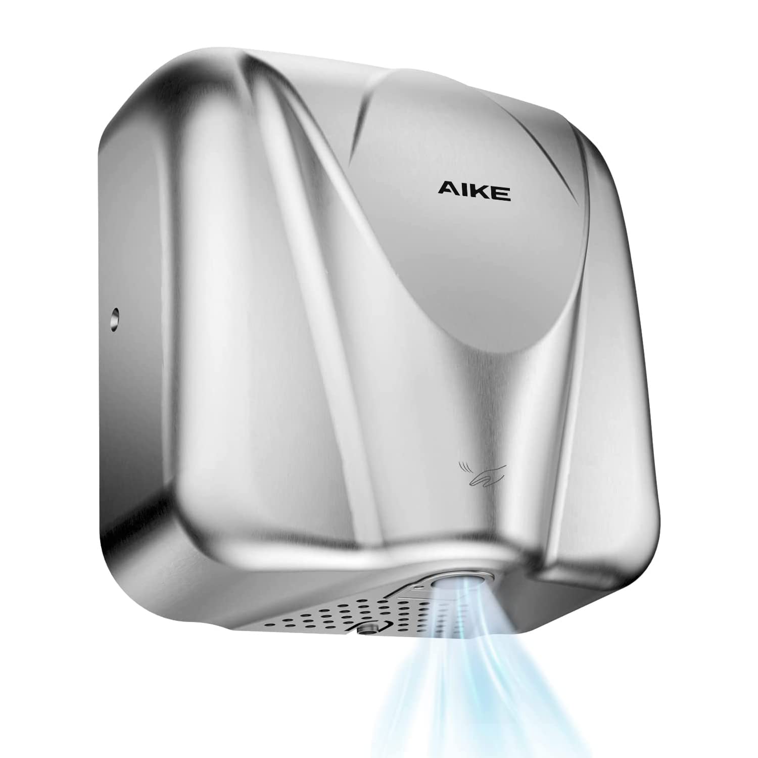 AIKE Elephant Power hand dryer with brushed stainless cover delivering reliable drying in busy restrooms.