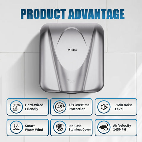 AIKE Elephant Power surface-mount installation for clean, professional restrooms.