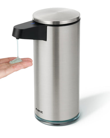 AIKE SensePro in brushed stainless steel with 12.8 fl oz liquid soap capacity.