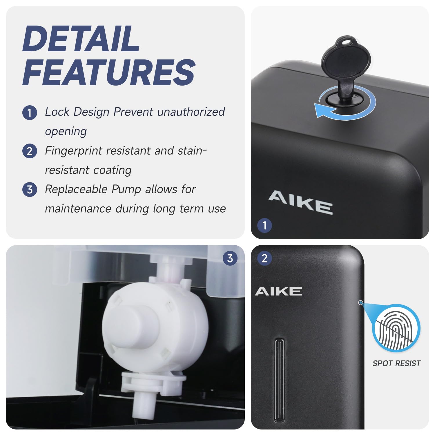 AIKE silver finish offers a polished industrial style.