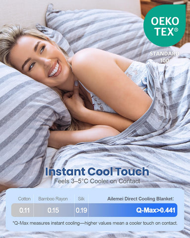 Ailemei Direct cooling blanket folded for storage shows portability