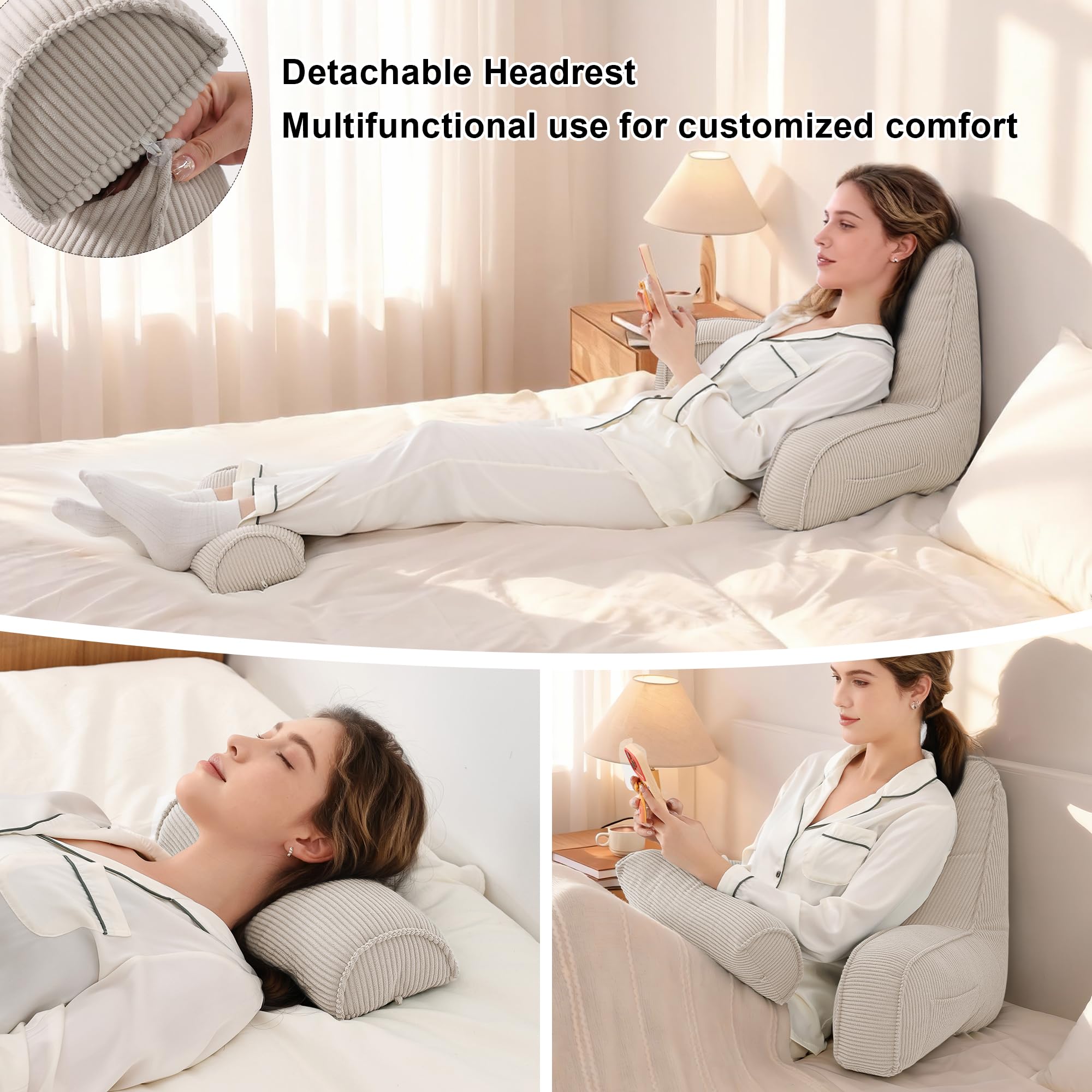 Ailuteie backrest for bed or sofa use supports reading, studying, or light work.