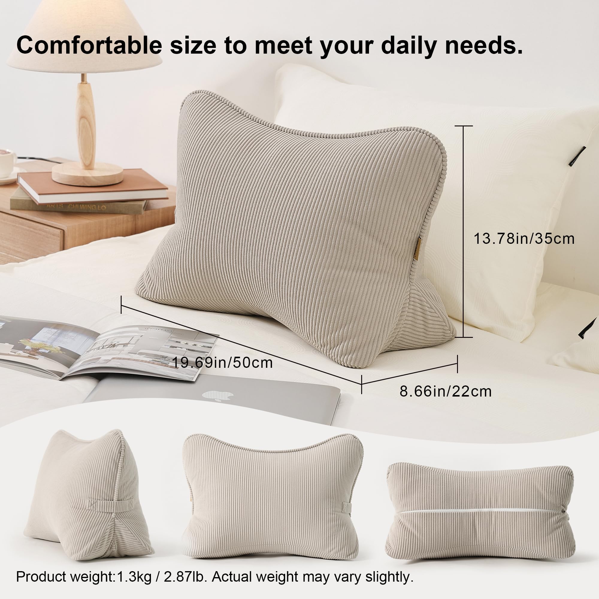Ailuteie bed sofa decor backrest enhances room style with subtle lumbar relief