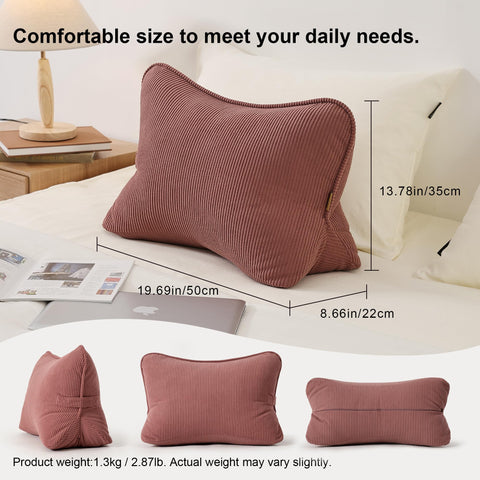 Ailuteie corduroy back pillow brick brown back view highlighting triangular shape