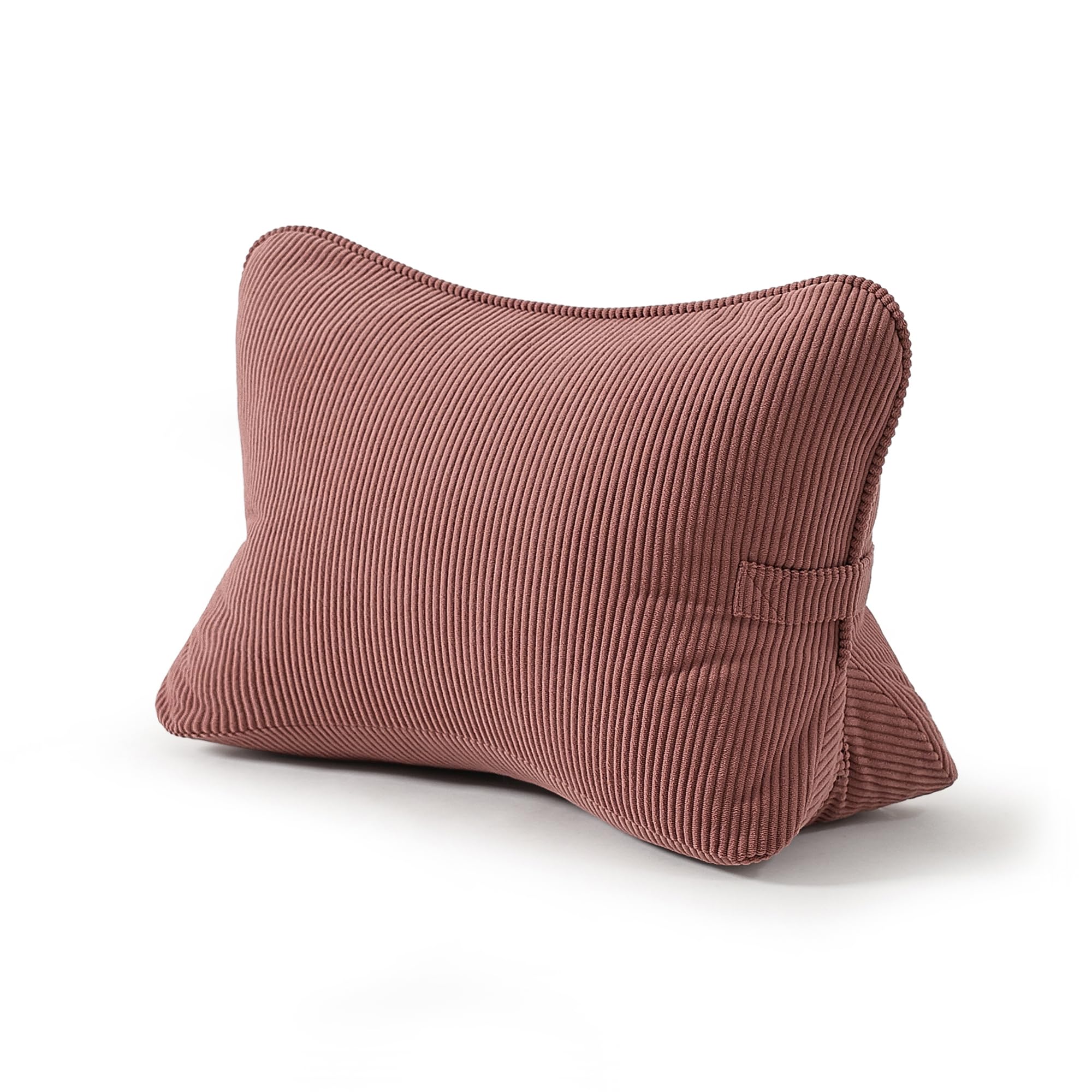 Ailuteie corduroy back pillow brick brown front view showing ergonomic support