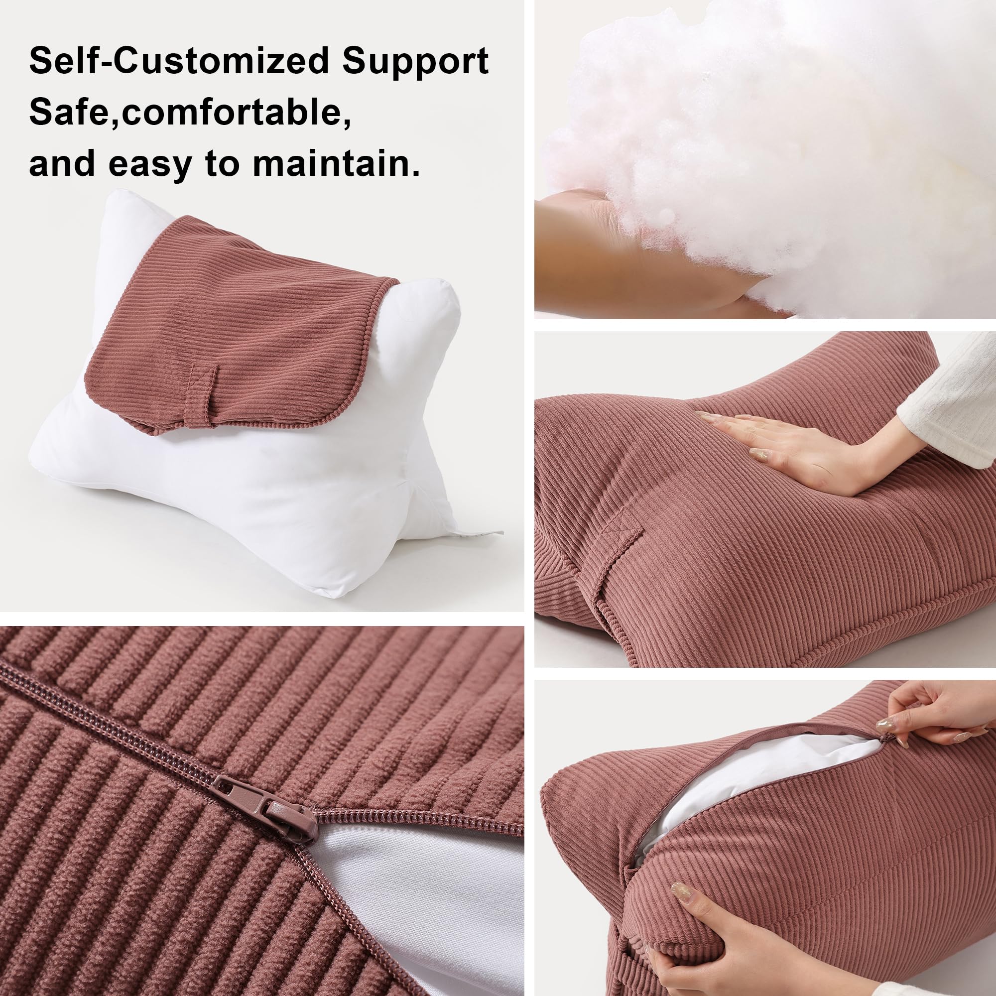 Ailuteie corduroy back pillow brick brown on armchair with lumbar support