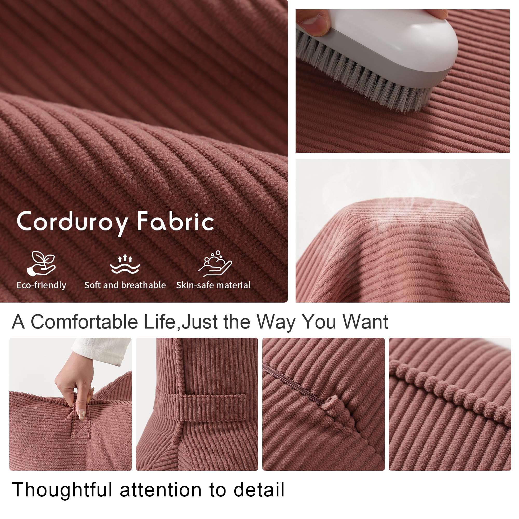 Ailuteie corduroy back pillow brick brown on bed for upright lounging