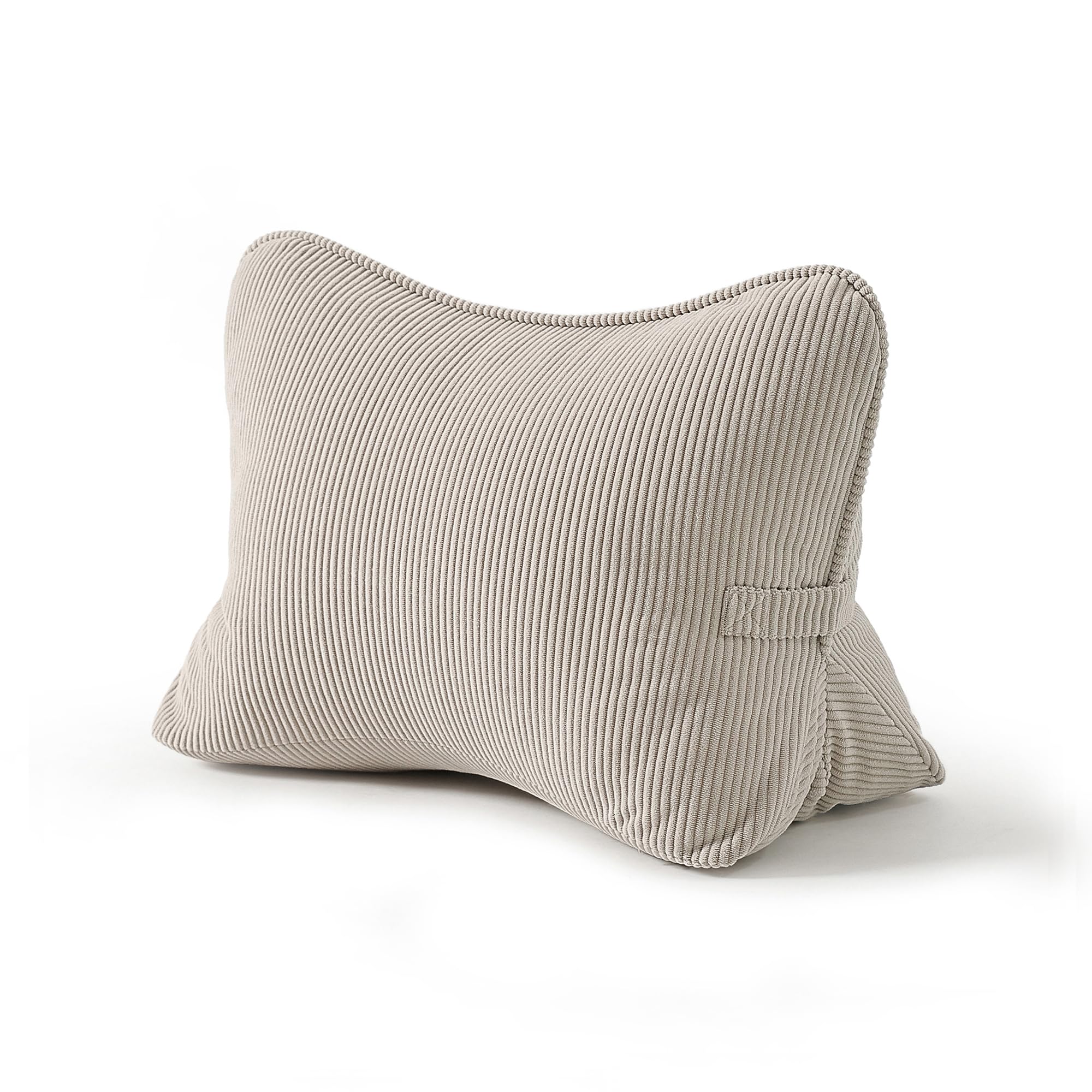 Ailuteie corduroy lumbar back pillow shows plush texture and curved lower-spine support
